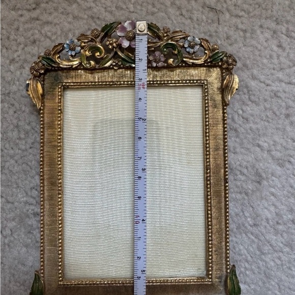 Matson Floral Gold tone Picture Frame hold 4x 3 photo - Picture 8 of 9